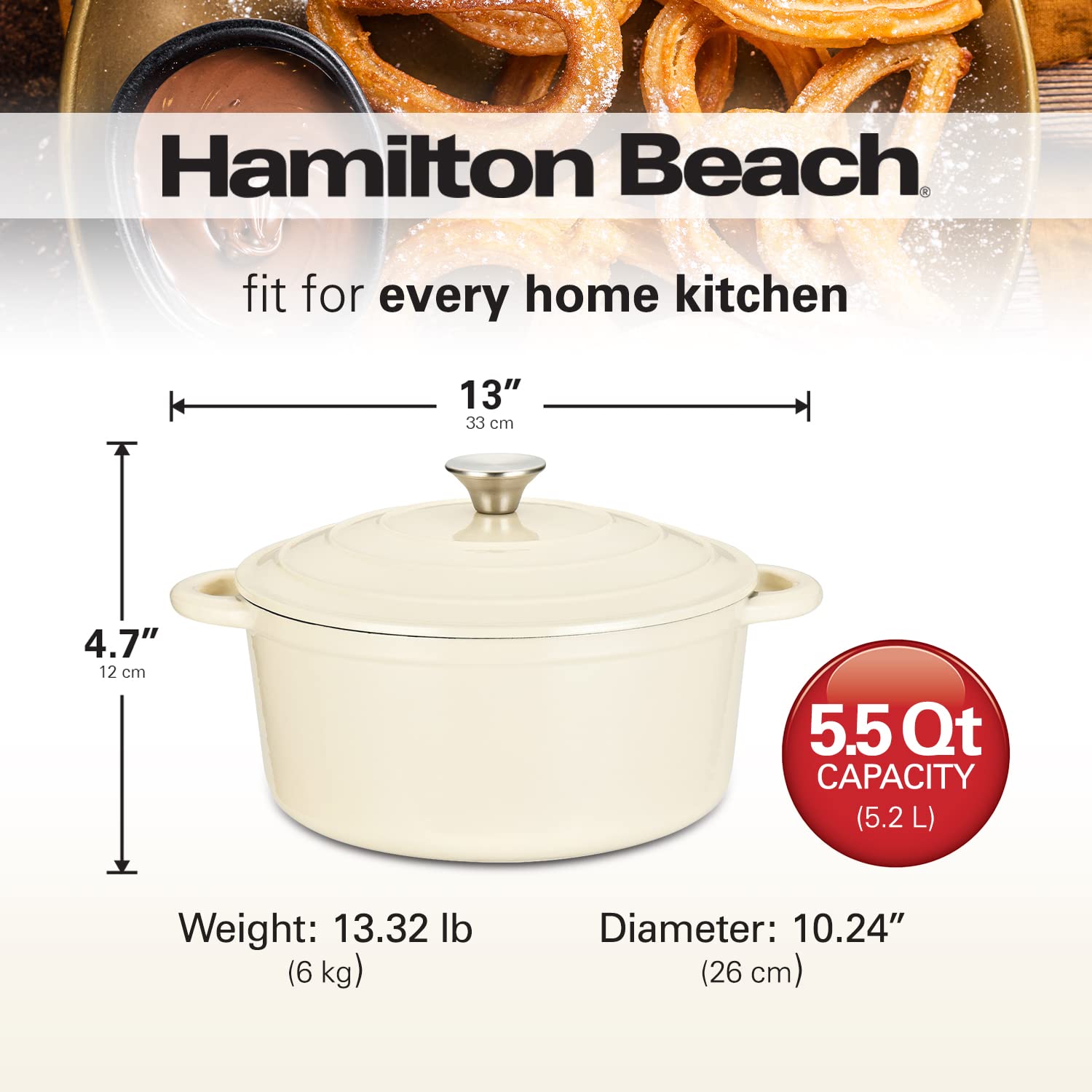 Foto 6 | Horno Holandés Hamilton Beach Crema 5.5 l