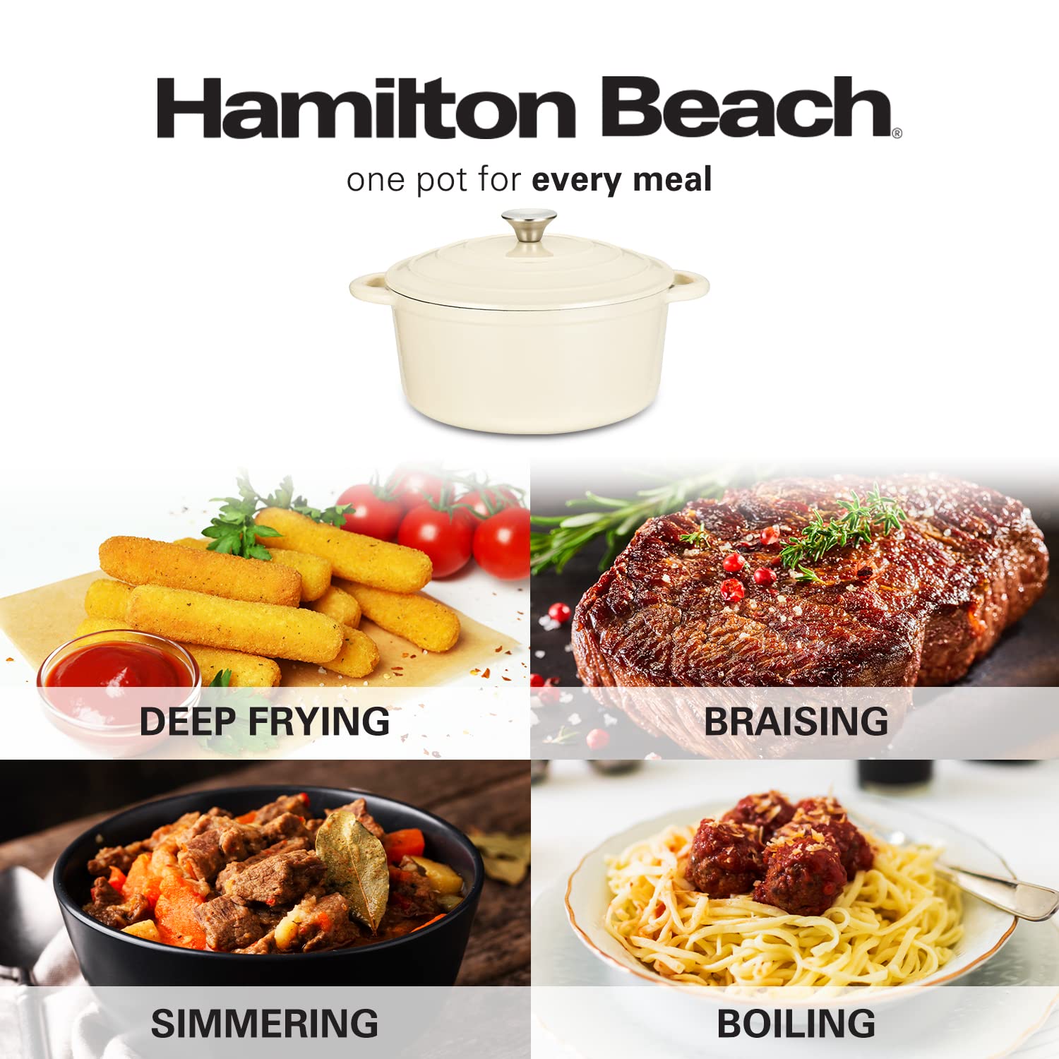 Foto 7 | Horno Holandés Hamilton Beach Crema 5.5 l