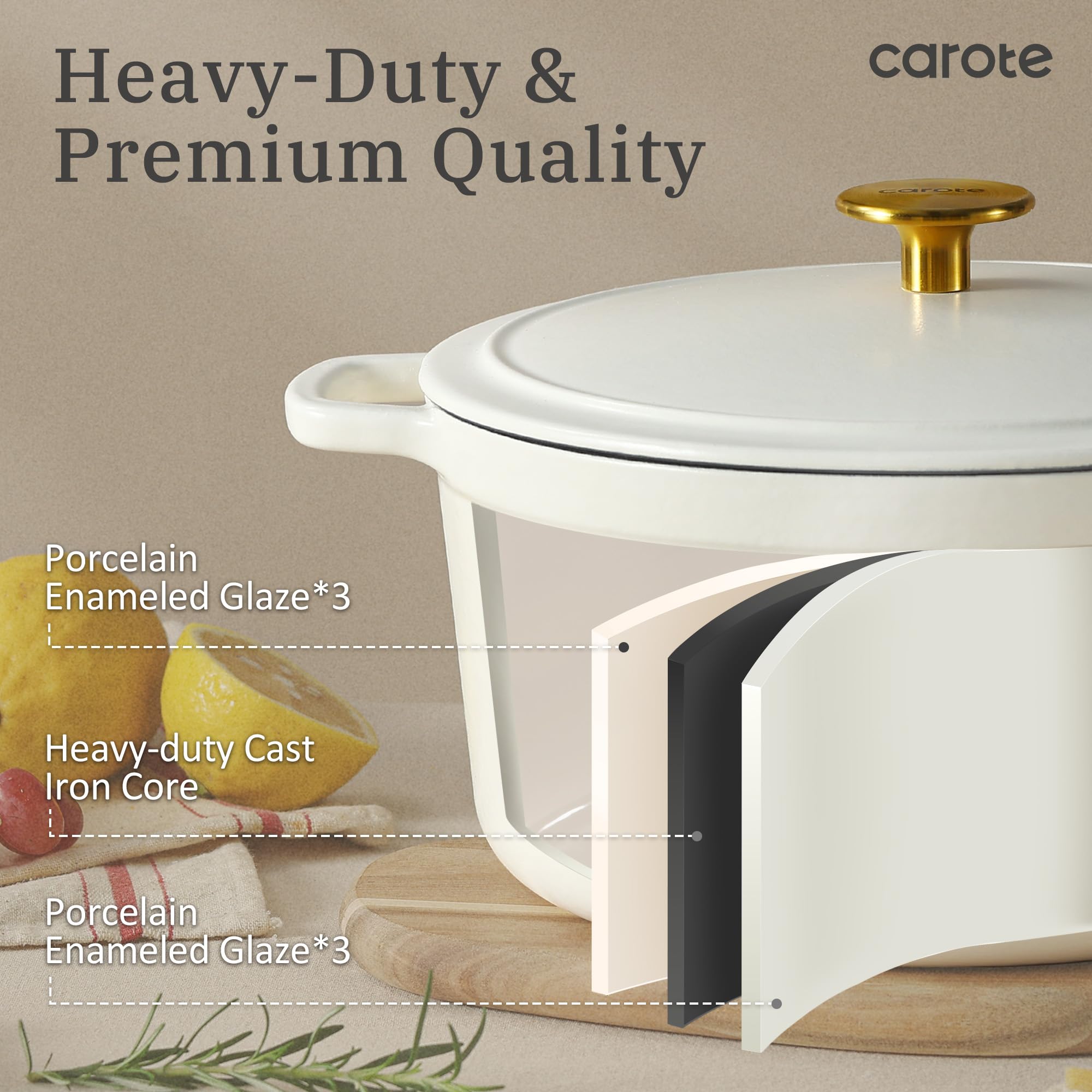 Foto 3 | Olla Carote de Hierro Fundido 5l con Tapa Blanca - Venta Internacional
