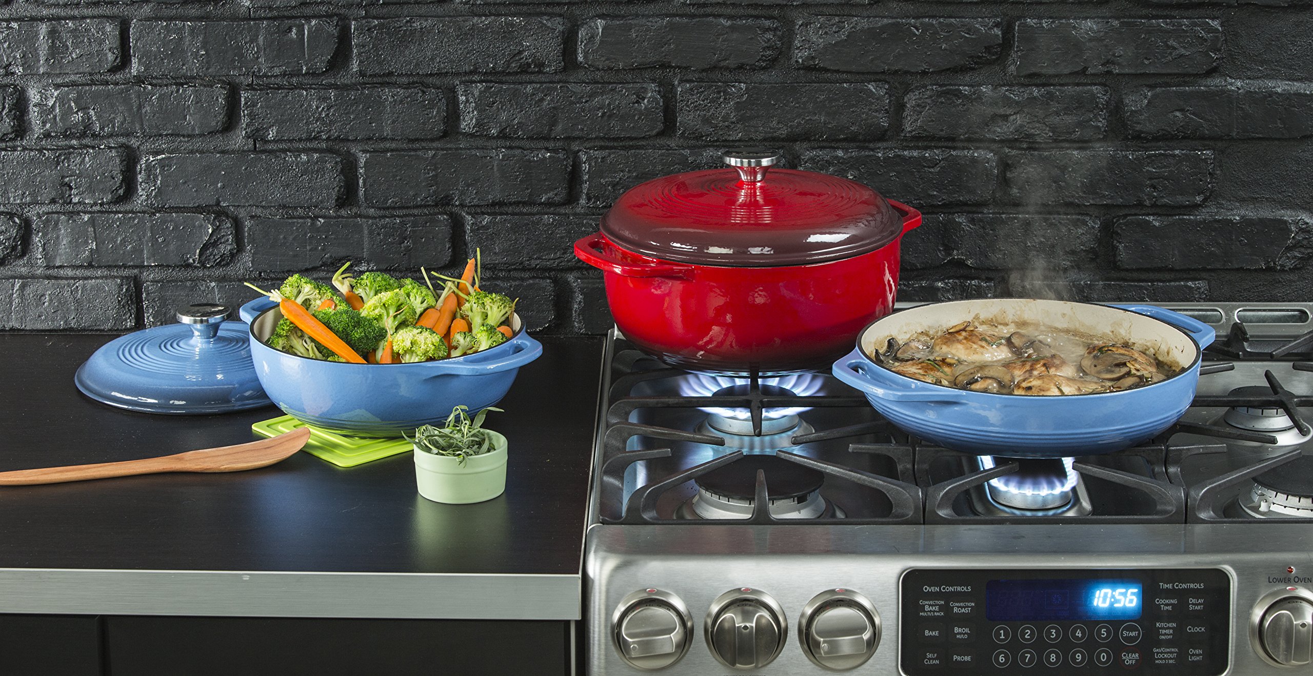 Foto 4 | Dutch Oven Lodge, Hierro Fundido Esmaltado De 4.5 Cuartos De Galón, Azul Caribeño - Venta Internacional.