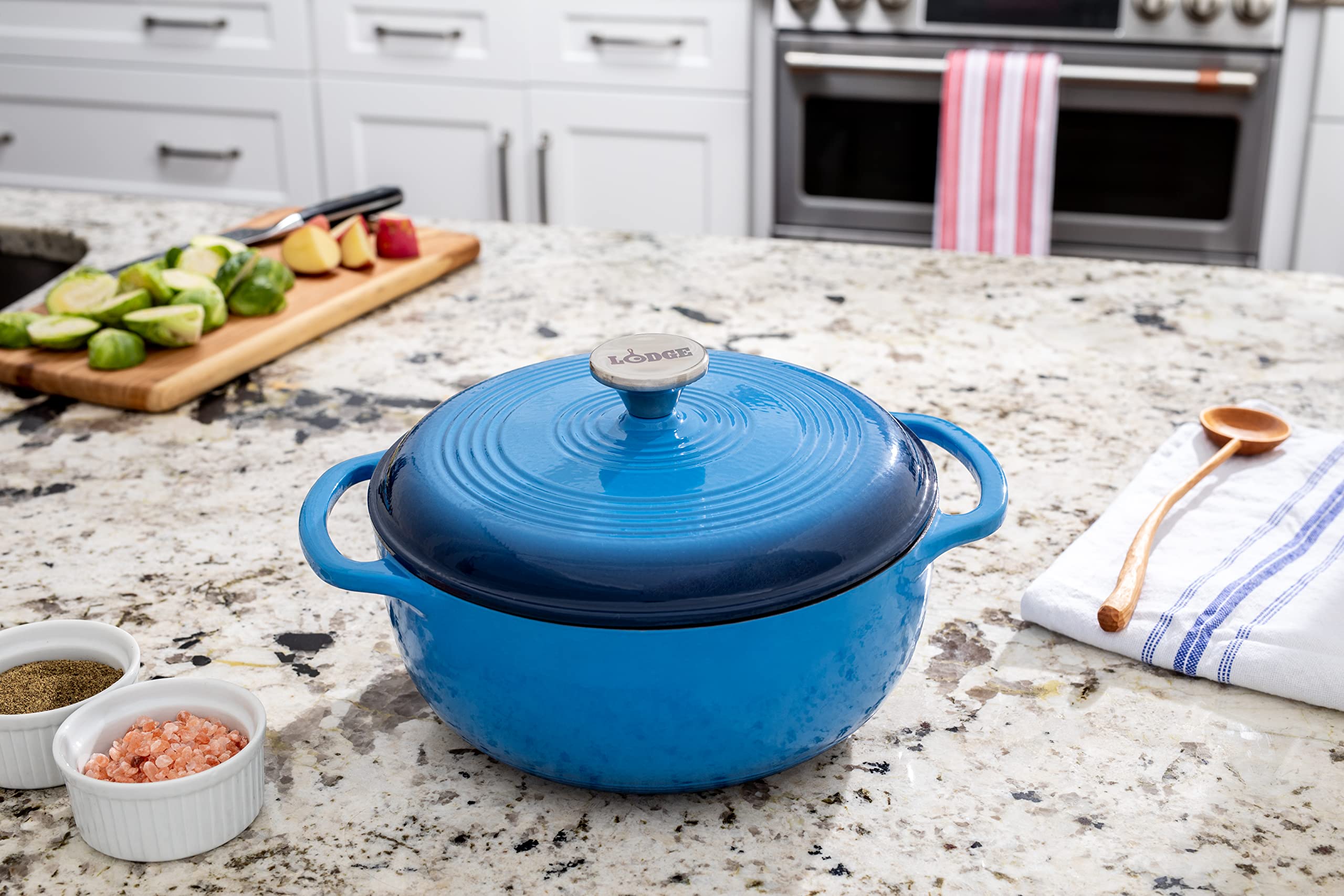 Foto 6 | Dutch Oven Lodge, Hierro Fundido Esmaltado De 4.5 Cuartos De Galón, Azul Caribeño - Venta Internacional.