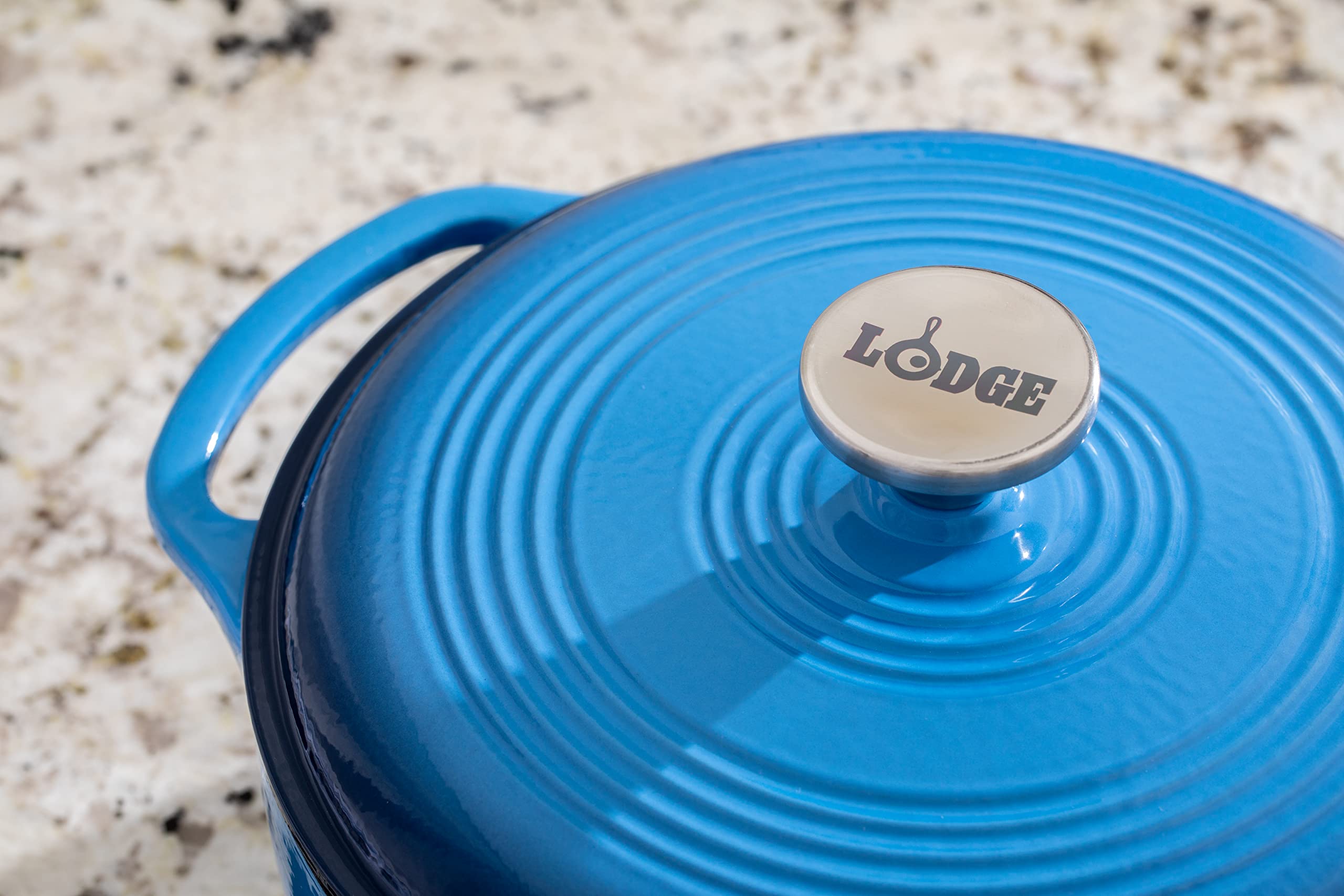 Foto 7 | Dutch Oven Lodge, Hierro Fundido Esmaltado De 4.5 Cuartos De Galón, Azul Caribeño - Venta Internacional.