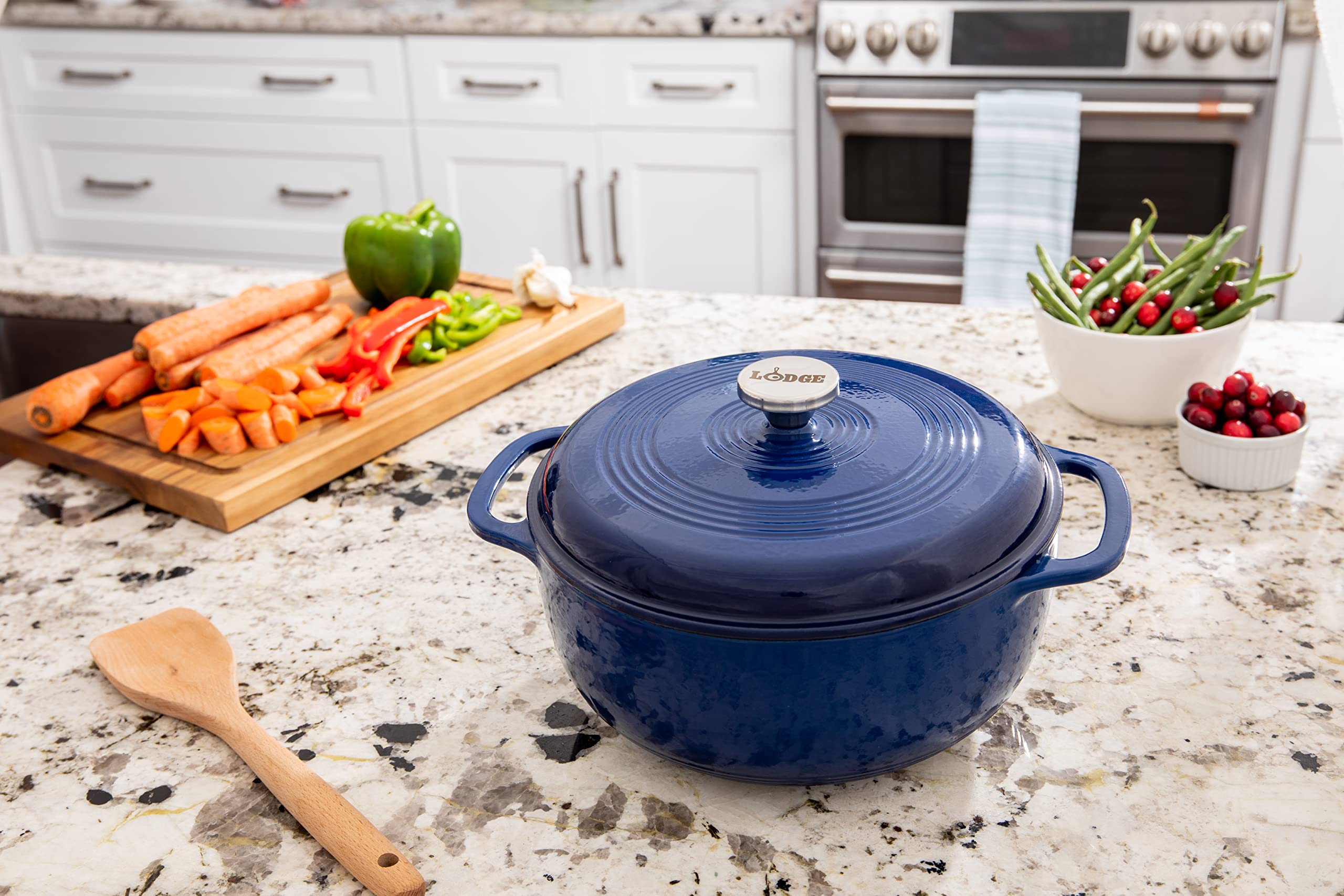 Foto 5 | Dutch Oven Lodge, Hierro Fundido Esmaltado, 6 Cuartos De Galón, Color Índigo - Venta Internacional.