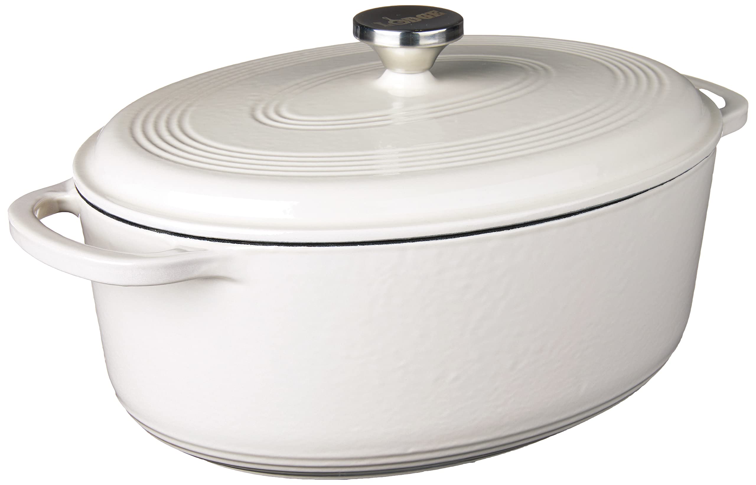 Foto 1 | Ostra Ovalada De Hierro Fundido Esmaltado De 7 Cuartos De Galón De Dutch Oven Lodge, Color Blanco - Venta Internacional