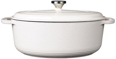 Foto 2 | Ostra Ovalada De Hierro Fundido Esmaltado De 7 Cuartos De Galón De Dutch Oven Lodge, Color Blanco - Venta Internacional