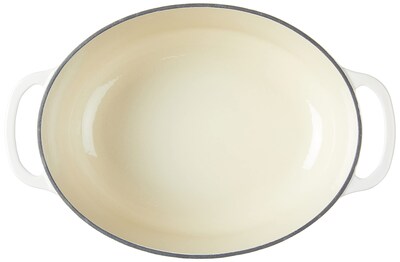 Foto 3 | Ostra Ovalada De Hierro Fundido Esmaltado De 7 Cuartos De Galón De Dutch Oven Lodge, Color Blanco - Venta Internacional