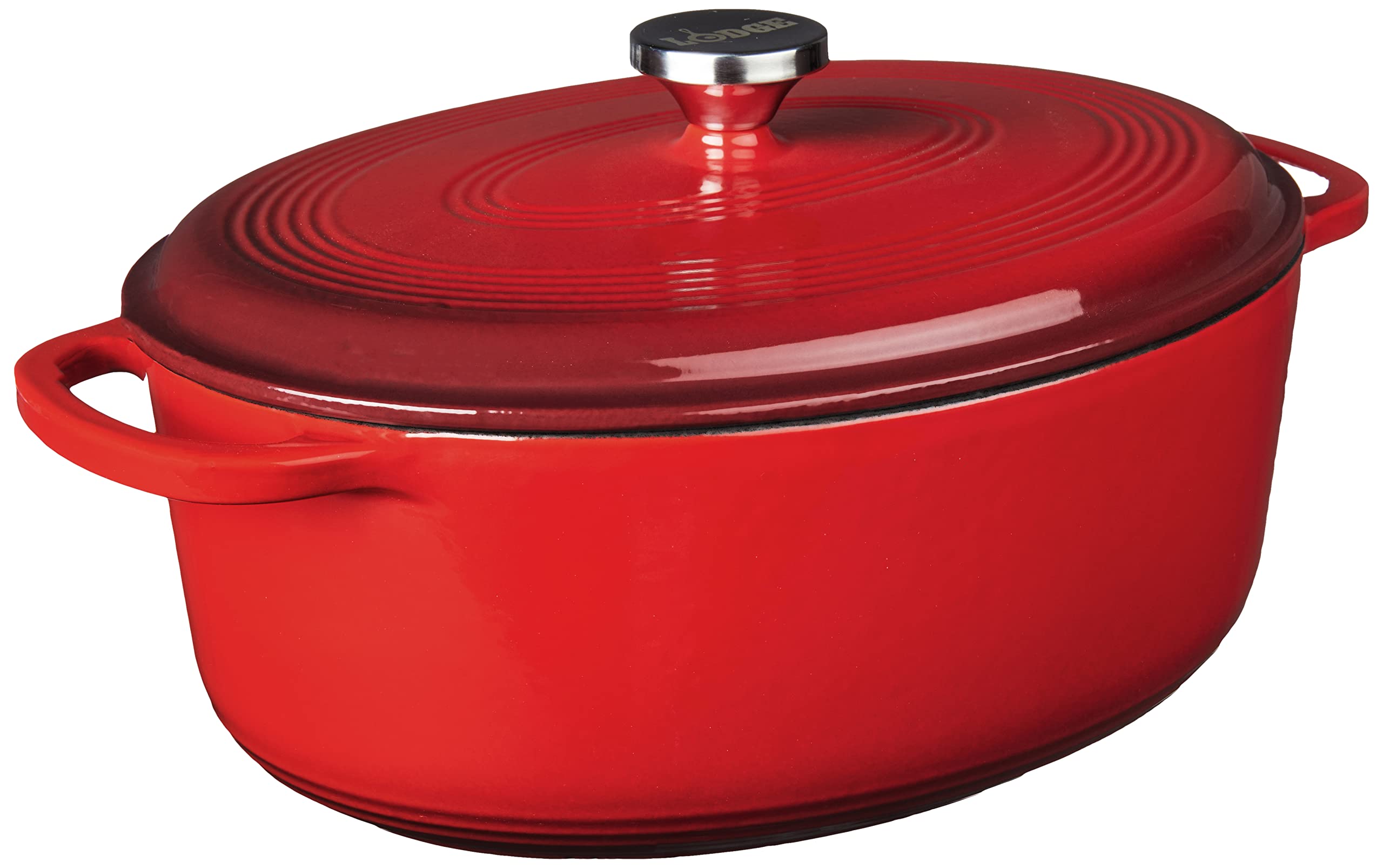 Foto 2 pulgar | Dutch Oven Lodge, 7 Cuartos De Galón, Hierro Fundido Esmaltado, Ovalado, Rojo - Venta Internacional.