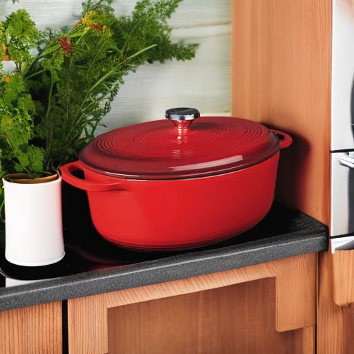 Foto 6 pulgar | Dutch Oven Lodge, 7 Cuartos De Galón, Hierro Fundido Esmaltado, Ovalado, Rojo - Venta Internacional.