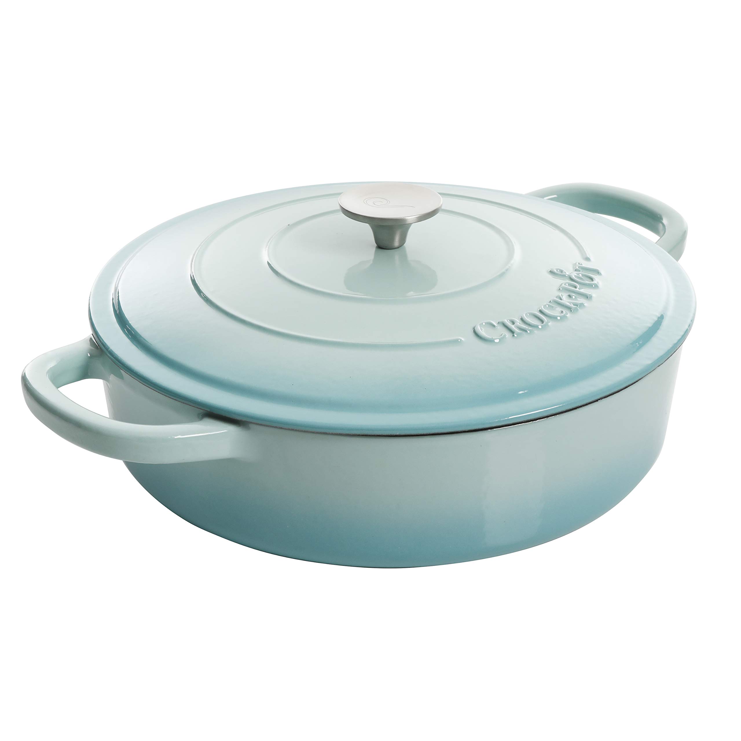 Foto 1 | Braiser Crock-pot De Hierro Fundido Esmaltado Artesanal De 5 Litros Con Tapa, Color Aguamarina - Venta Internacional.