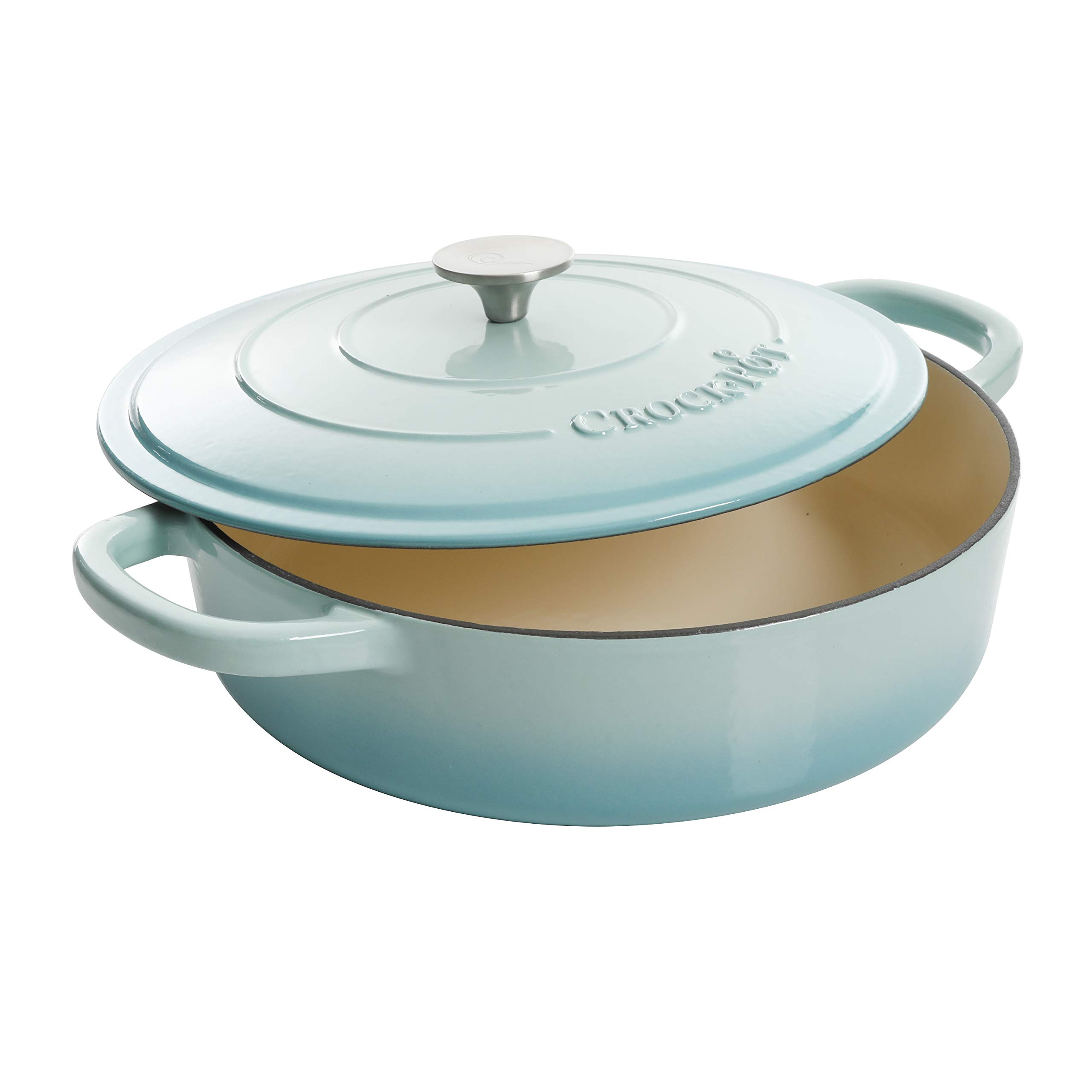 Foto 3 pulgar | Braiser Crock-pot De Hierro Fundido Esmaltado Artesanal De 5 Litros Con Tapa, Color Aguamarina - Venta Internacional.
