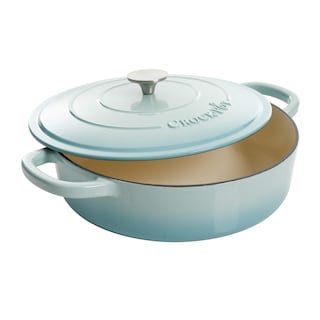 Foto 2 | Braiser Crock-pot De Hierro Fundido Esmaltado Artesanal De 5 Litros Con Tapa, Color Aguamarina - Venta Internacional.