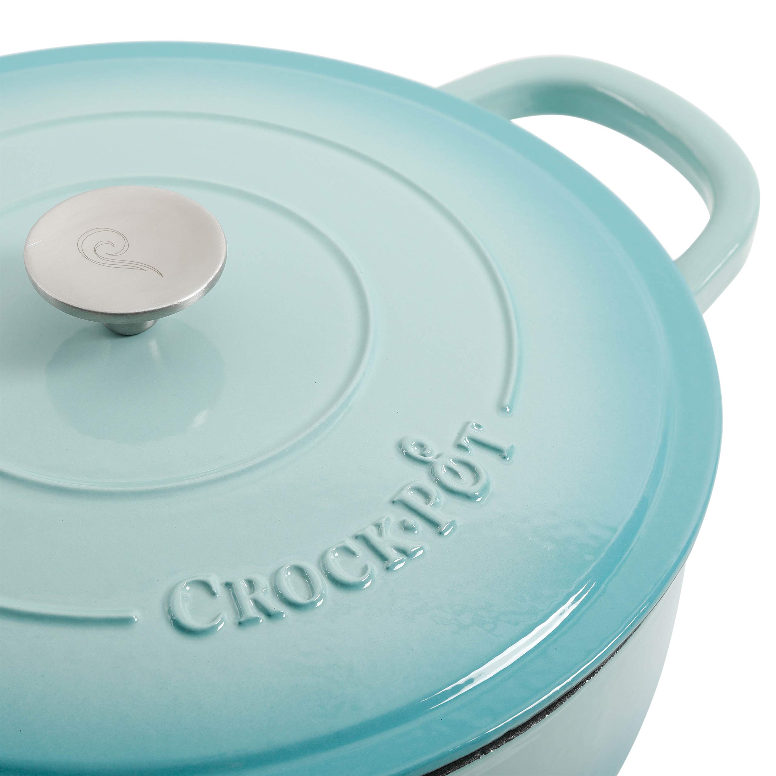 Foto 4 pulgar | Braiser Crock-pot De Hierro Fundido Esmaltado Artesanal De 5 Litros Con Tapa, Color Aguamarina - Venta Internacional.