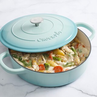 Foto 5 | Braiser Crock-pot De Hierro Fundido Esmaltado Artesanal De 5 Litros Con Tapa, Color Aguamarina - Venta Internacional.