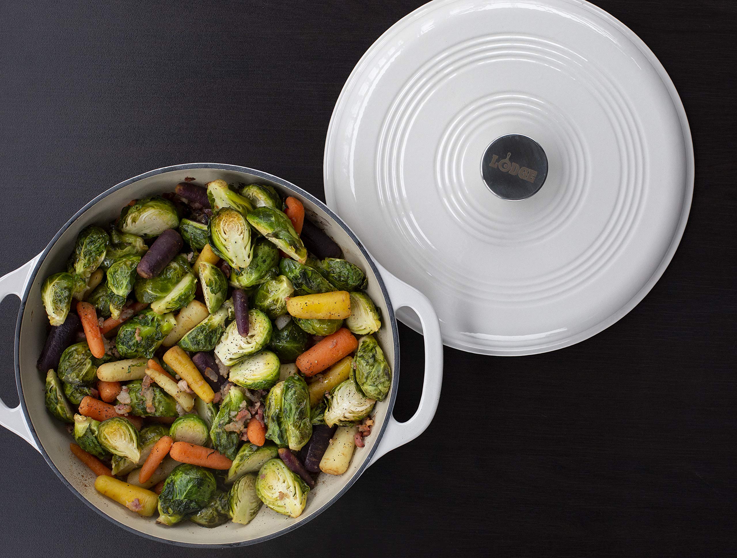 Foto 5 | Dutch Oven Lodge De Hierro Fundido Esmaltado De 6 Cuartos De Galón  Color Blanco Ostra - Venta Internacional.