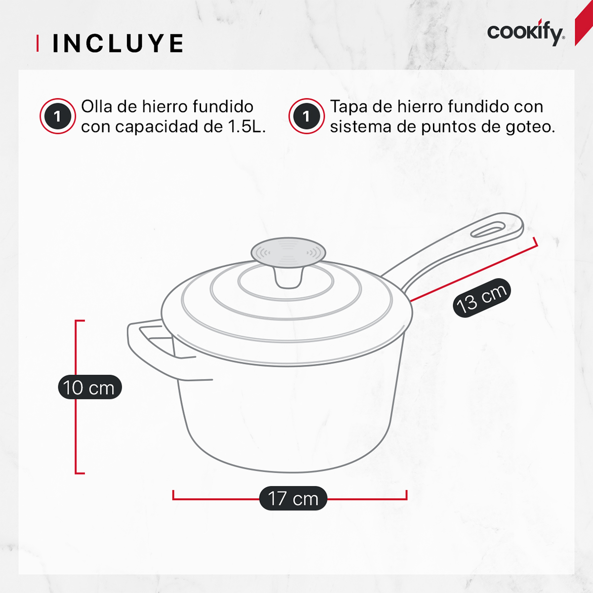 Foto 7 pulgar | Olla De Hierro Fundido Esmaltado Cookify  Taupe  1.5 Lts  Libre De Pfoa