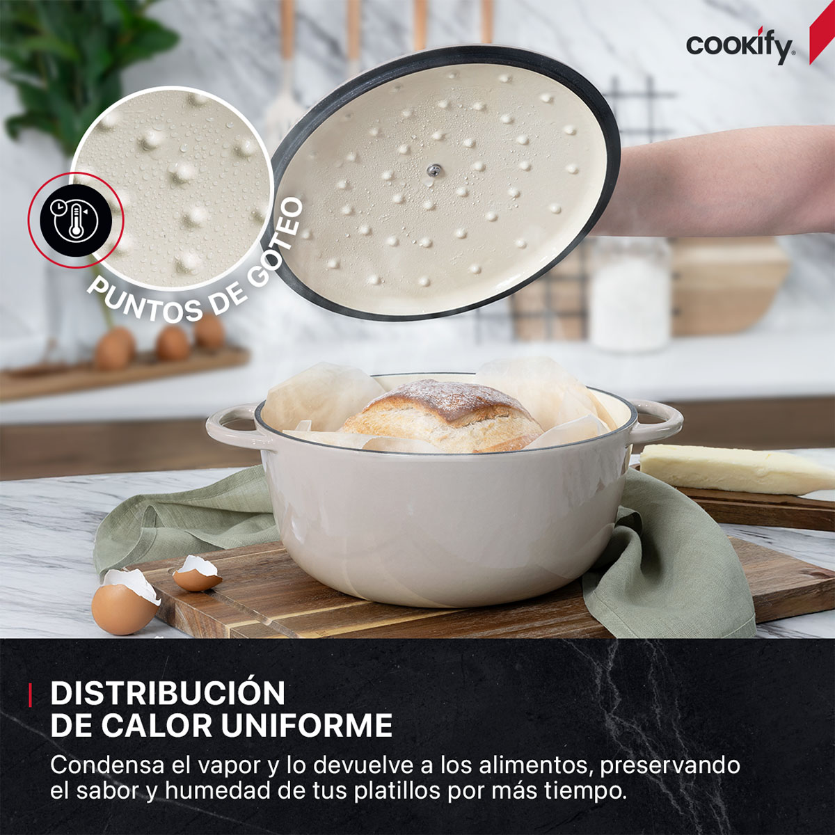 Foto 2 | Olla De Hierro F|undido Esmaltado Cookify  Taupe  4 Lts  Libre De Pfoa