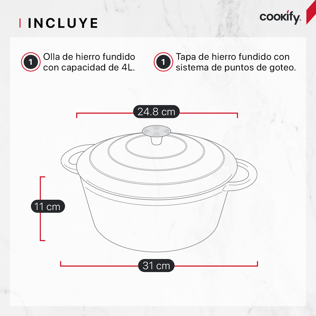 Foto 6 | Olla De Hierro F|undido Esmaltado Cookify  Taupe  4 Lts  Libre De Pfoa
