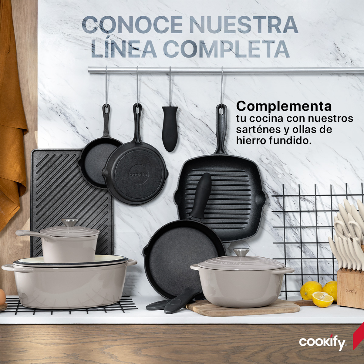 Foto 8 | Olla De Hierro F|undido Esmaltado Cookify  Taupe  4 Lts  Libre De Pfoa