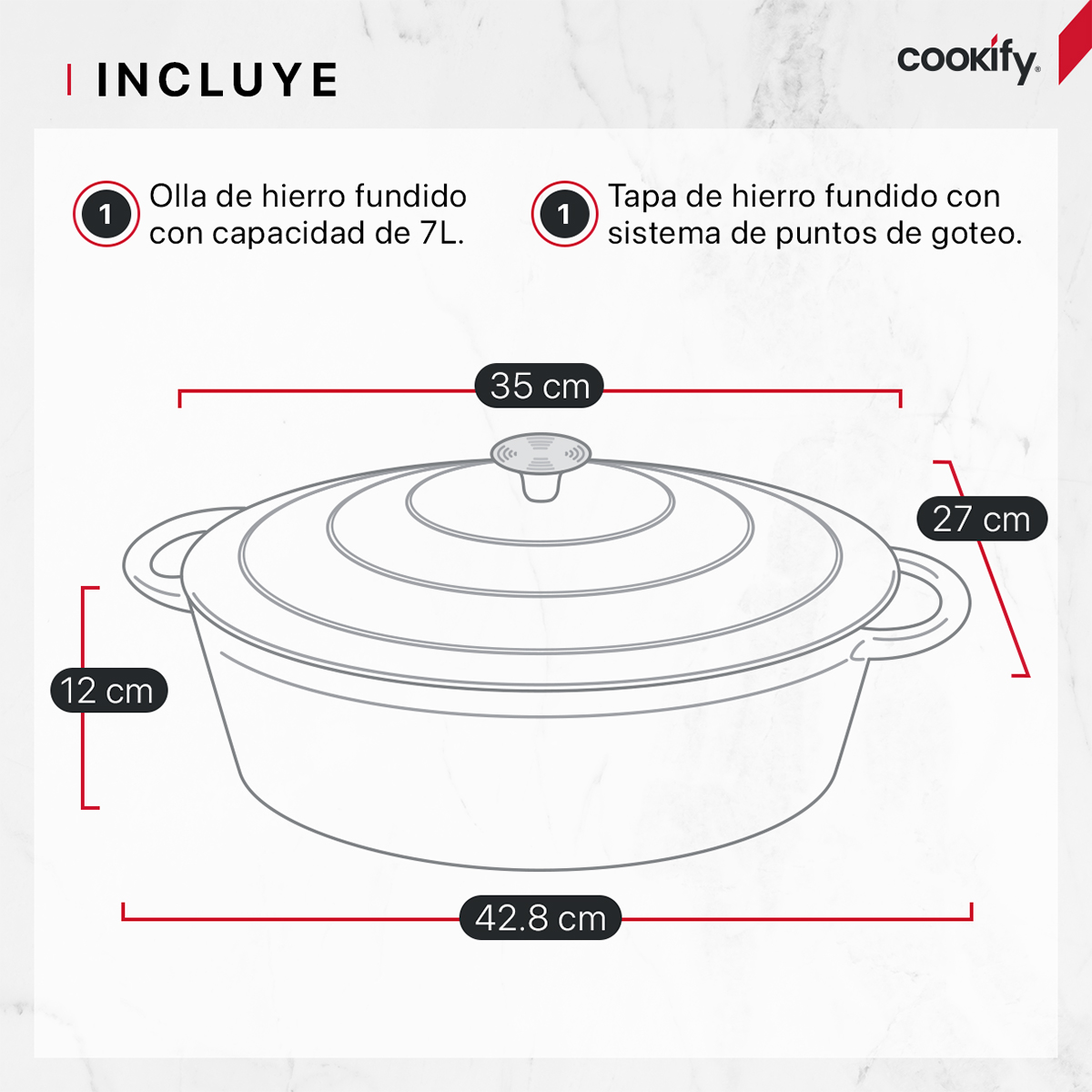 Foto 6 | Olla De Hierro Fundido Esmaltado Cookify  Taupe  7 Lts  Libre De Pfoa
