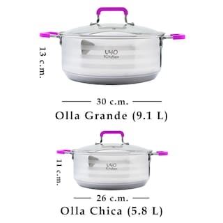 Foto 7 | Dos Ollas Uyo Kitchen de Acero Inoxidable con Mango y Asa de Silicón