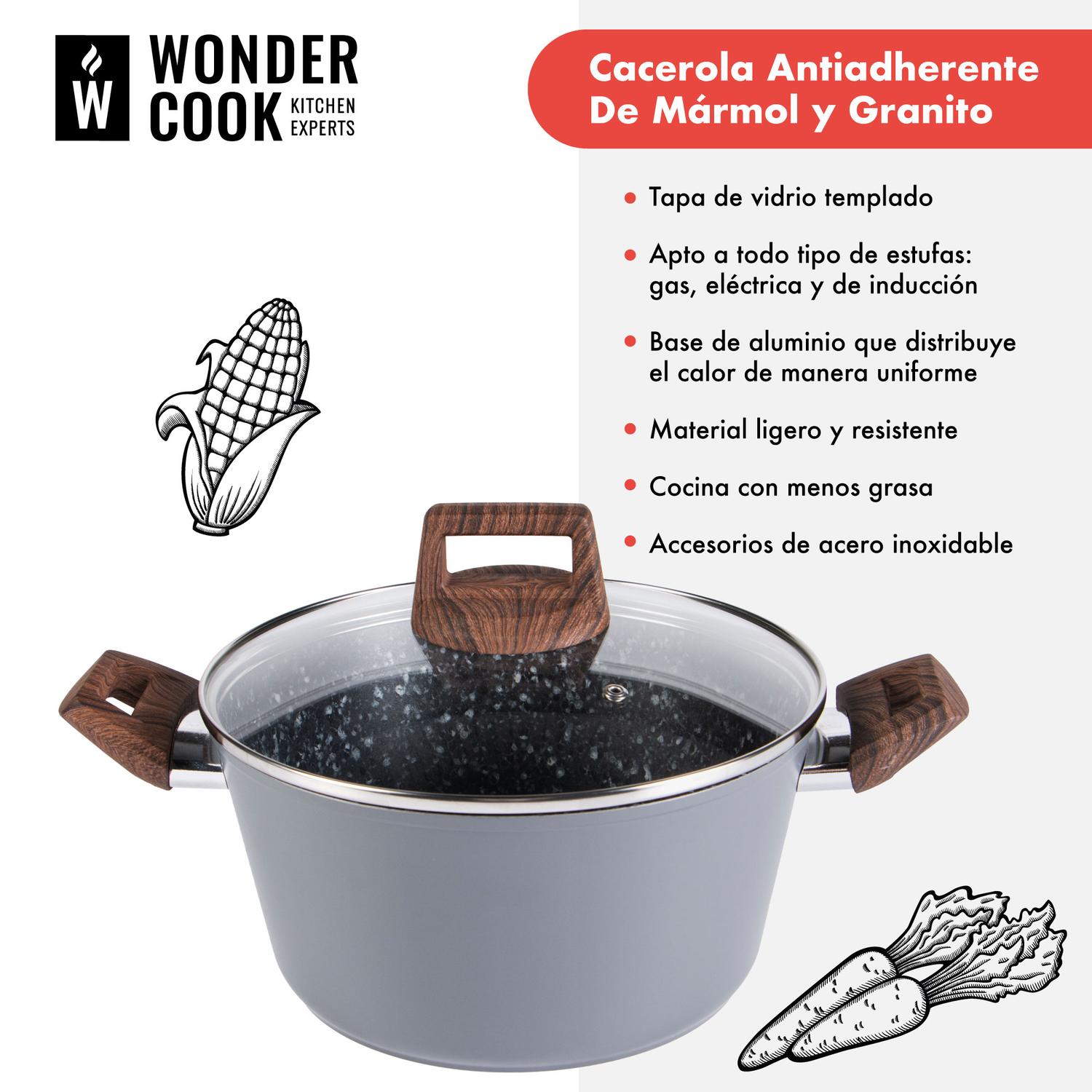 Foto 3 pulgar | Cacerola Wonder Cook color Gris 24 cm