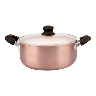 Foto 1 | Cacerola Olla Hudson 24cm Aluminio Espesor 2mm 3 Capas Antiadherente Cerámico Con Tapa Cristal. Color Cobre