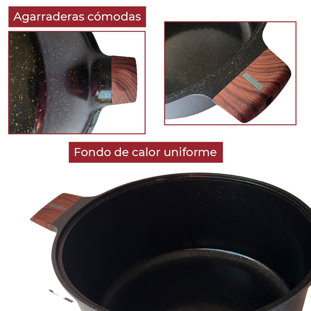 Foto 7 | Olla Antiadherente RD Royal Cook Cubierta de Granito con Mango Tipo Madera