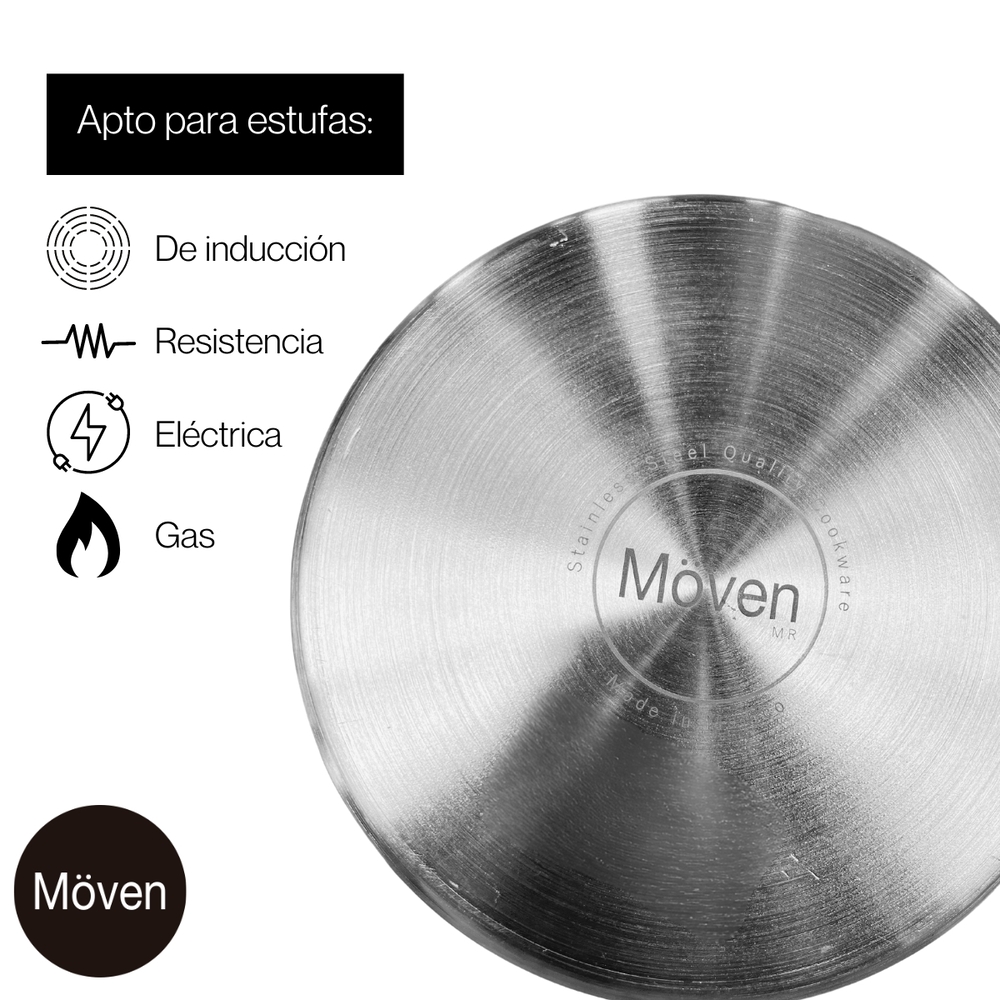 Foto 4 pulgar | Olla de Acero Inoxidable Moven Plateada con Tapa 50 L