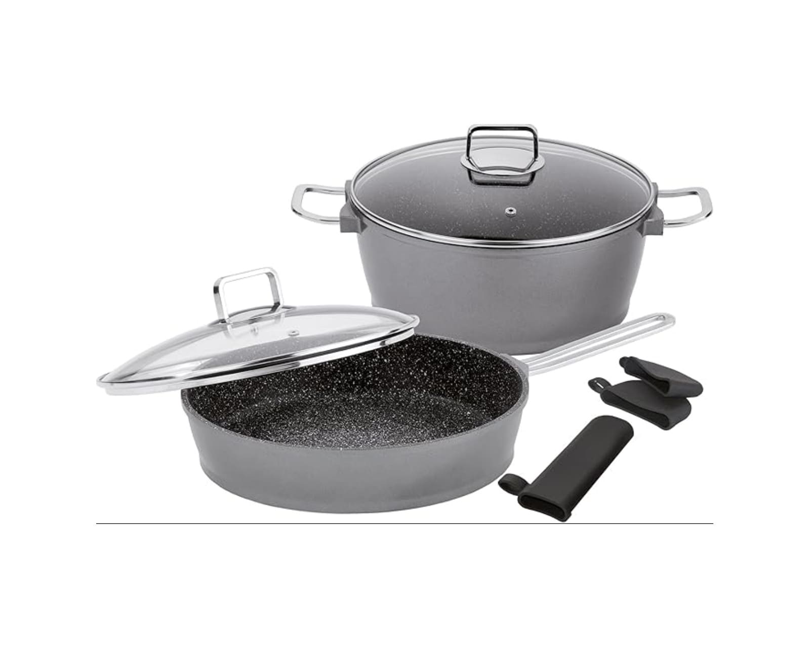 Set  Cacerola 28 Cm / Sarten 28 Cm Con Tapas Y 3 Silicones $3,510