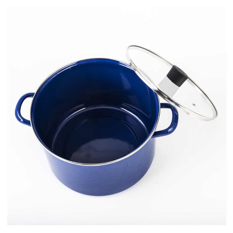 Foto 4 pulgar | Olla Recta 22 Cm Peltre Con Tapa Vidrio Azul Inducción Cinsa