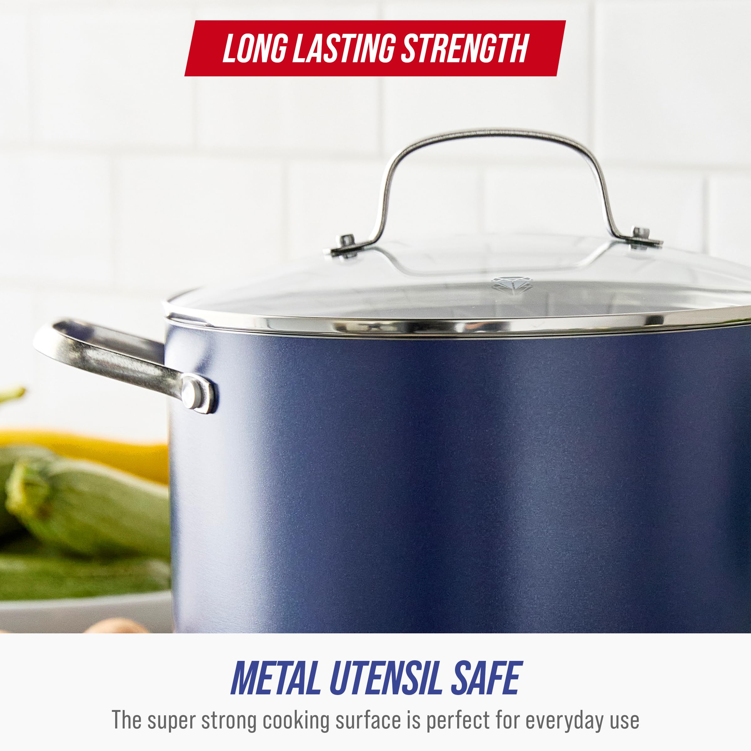 Foto 5 | Stockpot Blue Diamond 8l Con Tapa De Cerámica Antiadherente Azul - Venta Internacional.