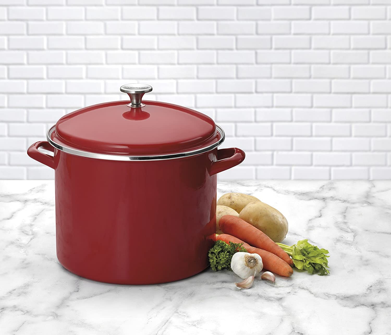 Foto 5 pulgar | Olla Stockpot Cuisinart Eos126-28r Chef's Classic Steel 12 L Roja - Venta Internacional.