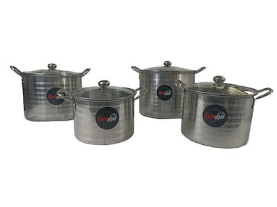 Foto 1 | 4 Ollas Stock Pot con Tapa Cristal de Acero Inoxidable Z467