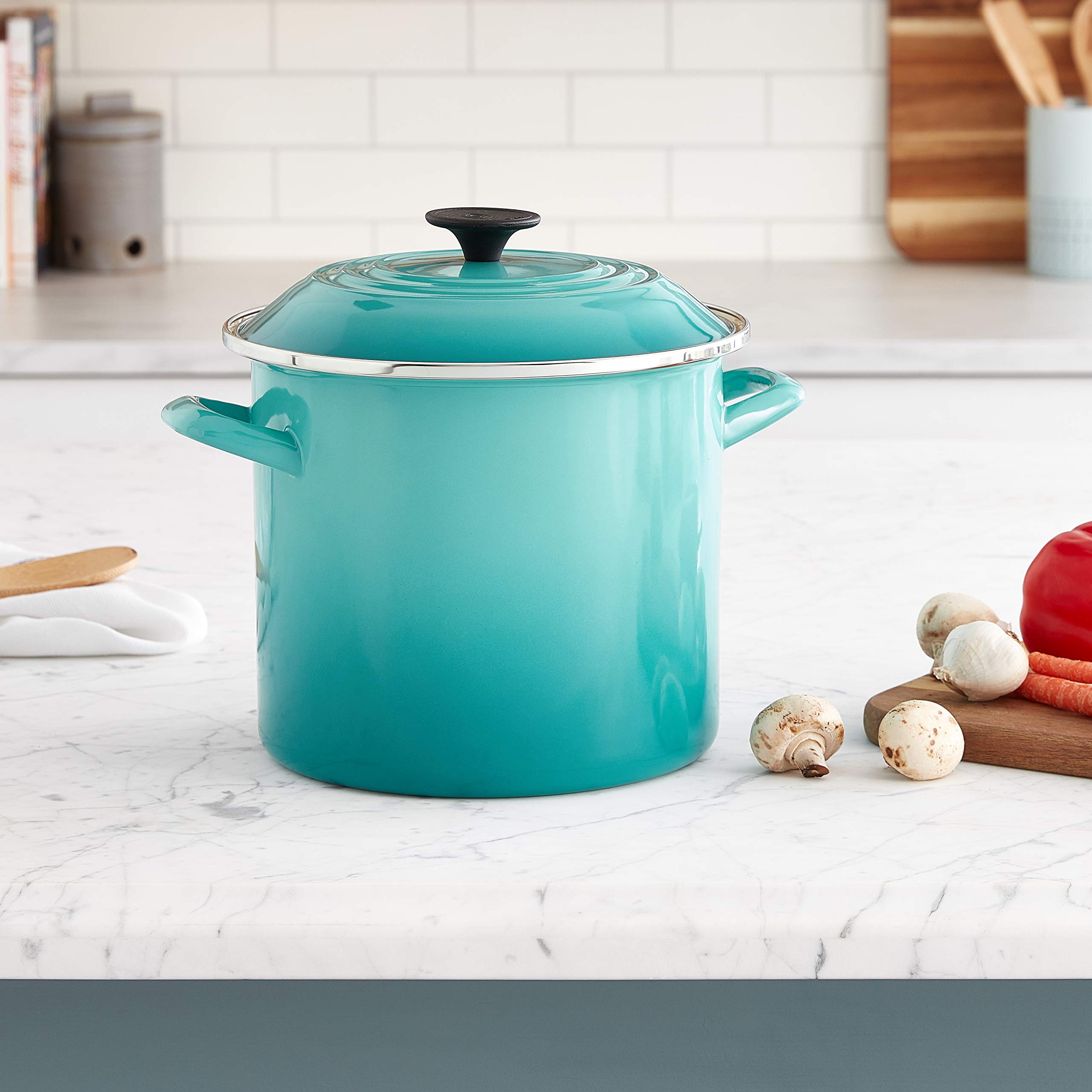 Foto 3 pulgar | Stockpot Le Creuset, Esmalte Sobre Acero, 8 Litros, Azul Caribeño - Venta Internacional.