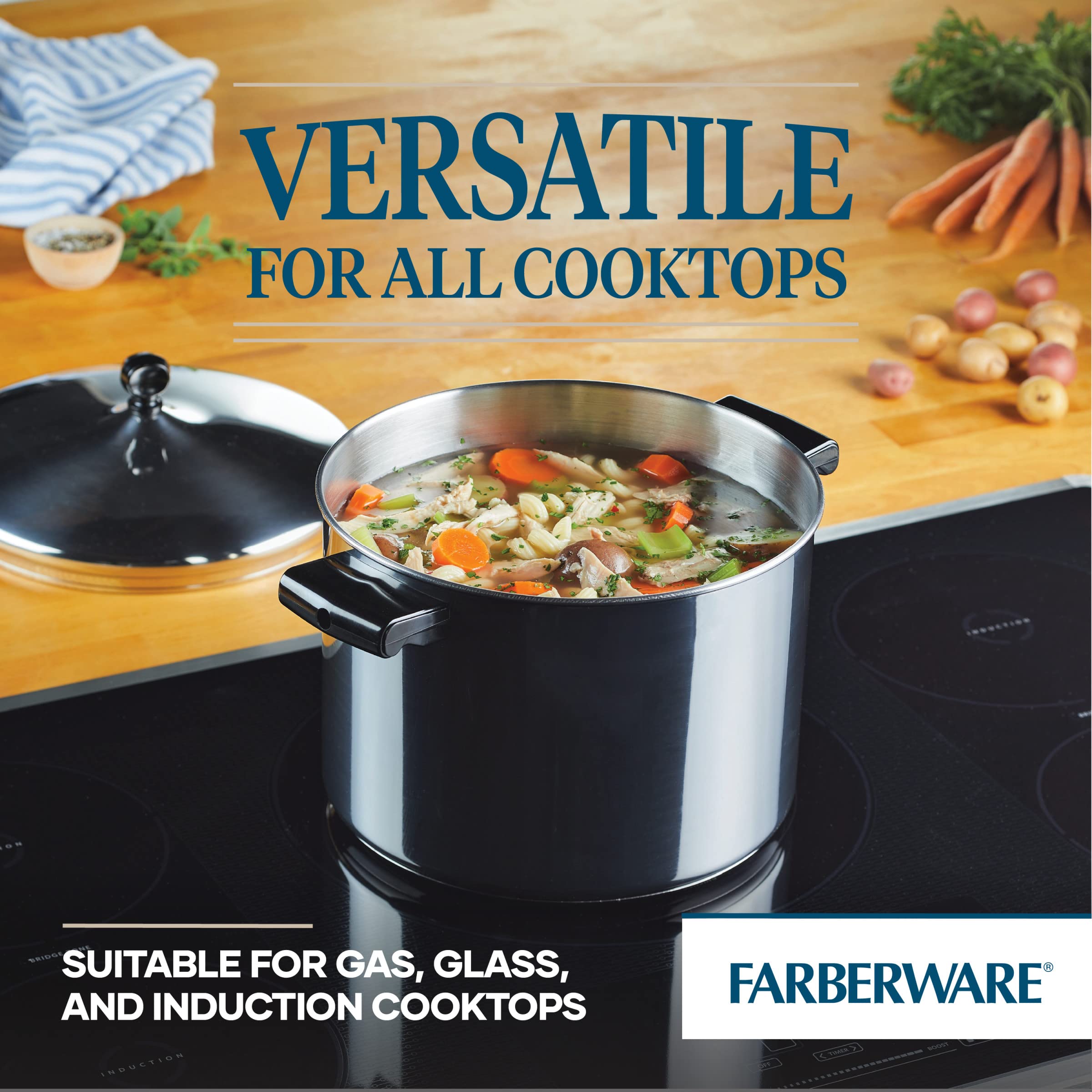 Foto 5 pulgar | Stockpot Farberware Classic De Acero Inoxidable De 8 Litros Con Tapa Plateada - Venta Internacional.