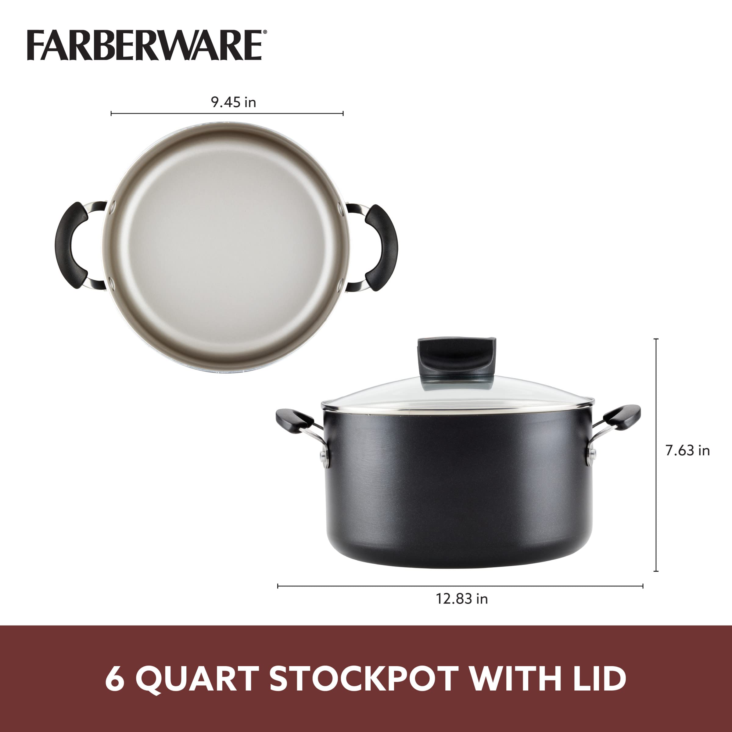 Foto 4 pulgar | Stock Pot Farberware Smart Control, Antiadherente, 6 Litros, Con Tapa, Color Negro - Venta Internacional.