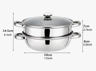 Foto 2 | Olla Vaporera Cocina De Acero Inoxidable Doble Capa Con Asa