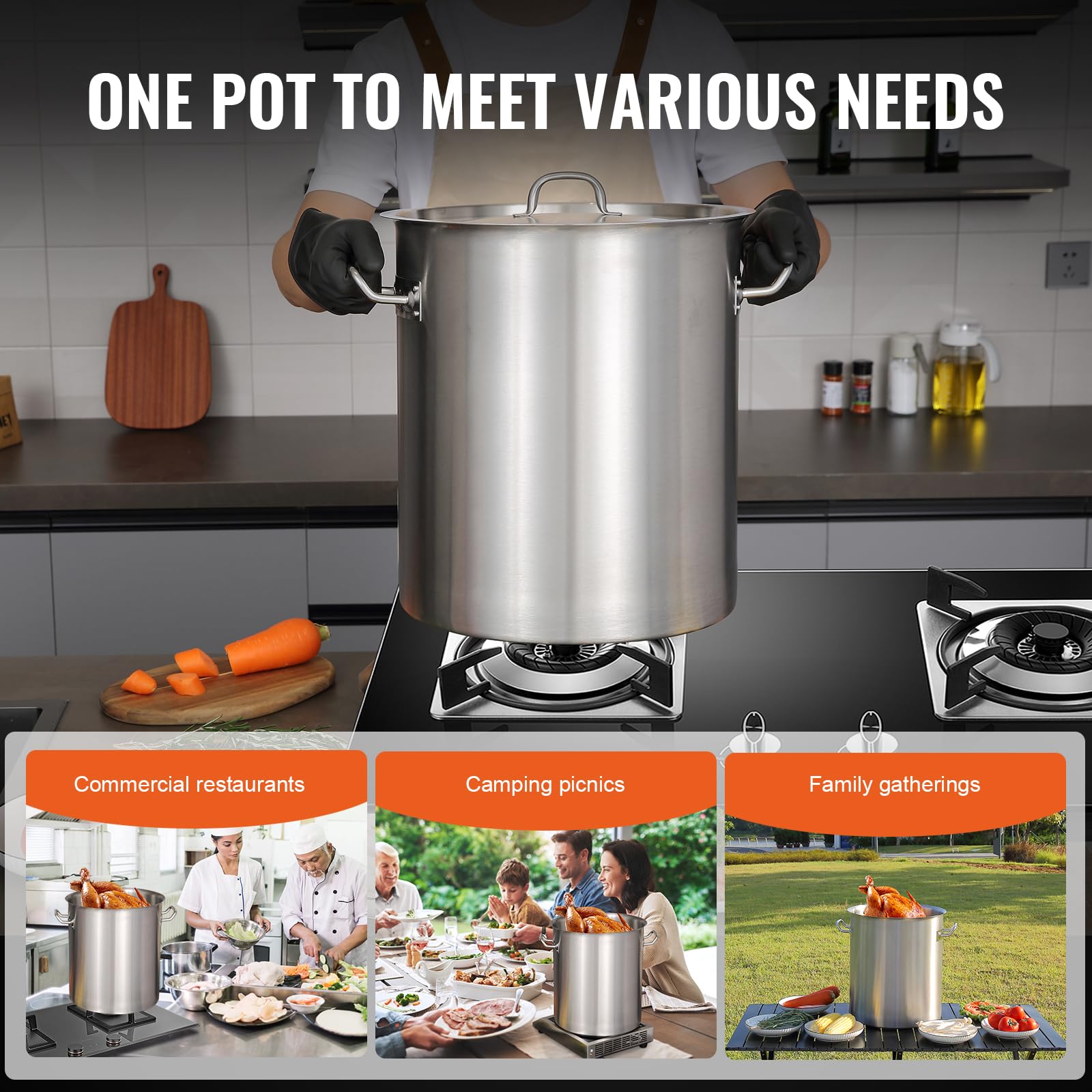 Foto 7 pulgar | Olla Stockpot Vevor 18/8 De Acero Inoxidable 42 L Con Base Compuesta - Venta Internacional.