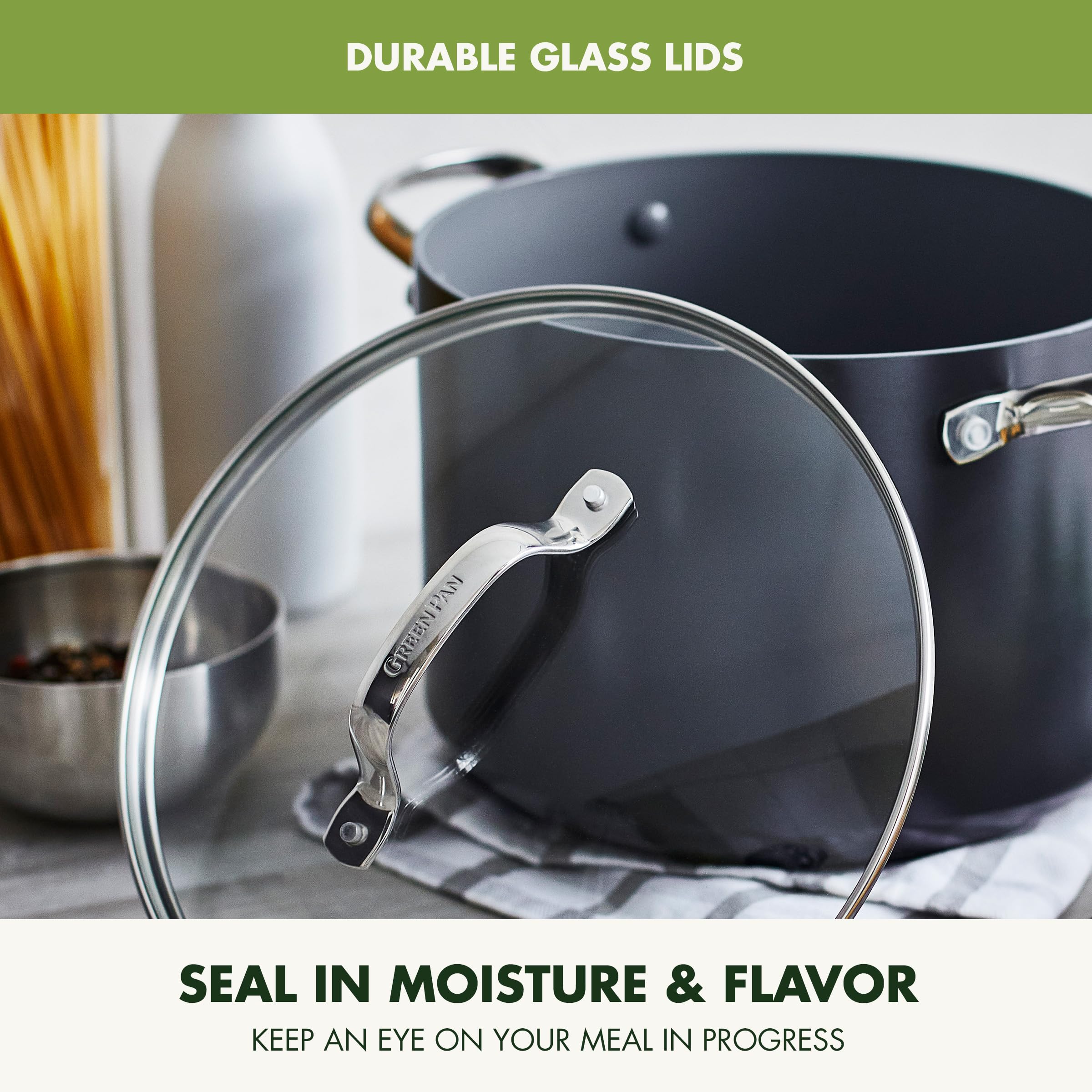 Foto 5 | Olla Greenpan Valencia Pro Anodizada Dura De 8 Litros Con Tapa Gris - Venta Internacional.