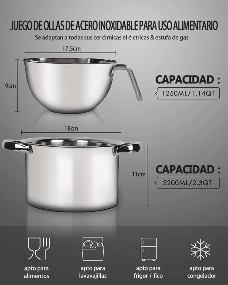 Foto 2 | Juego Xtellar De Ollas Doble Caldera Para Derretir Chocolate