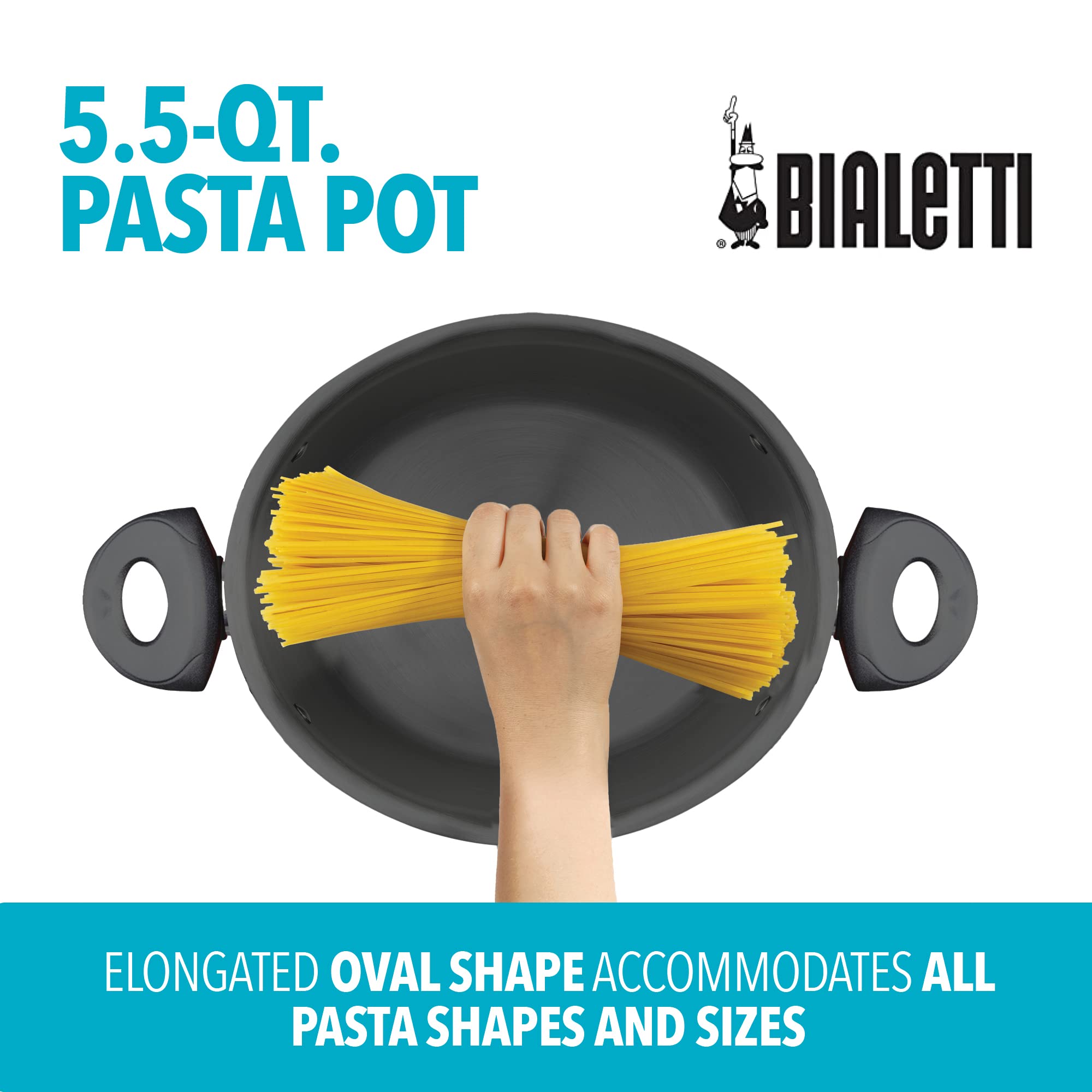 Foto 2 | Olla Para Pasta Bialetti De 5,2 Litros Con Tapa De Colador Y Asas Resistentes Al Calor - Venta Internacional.