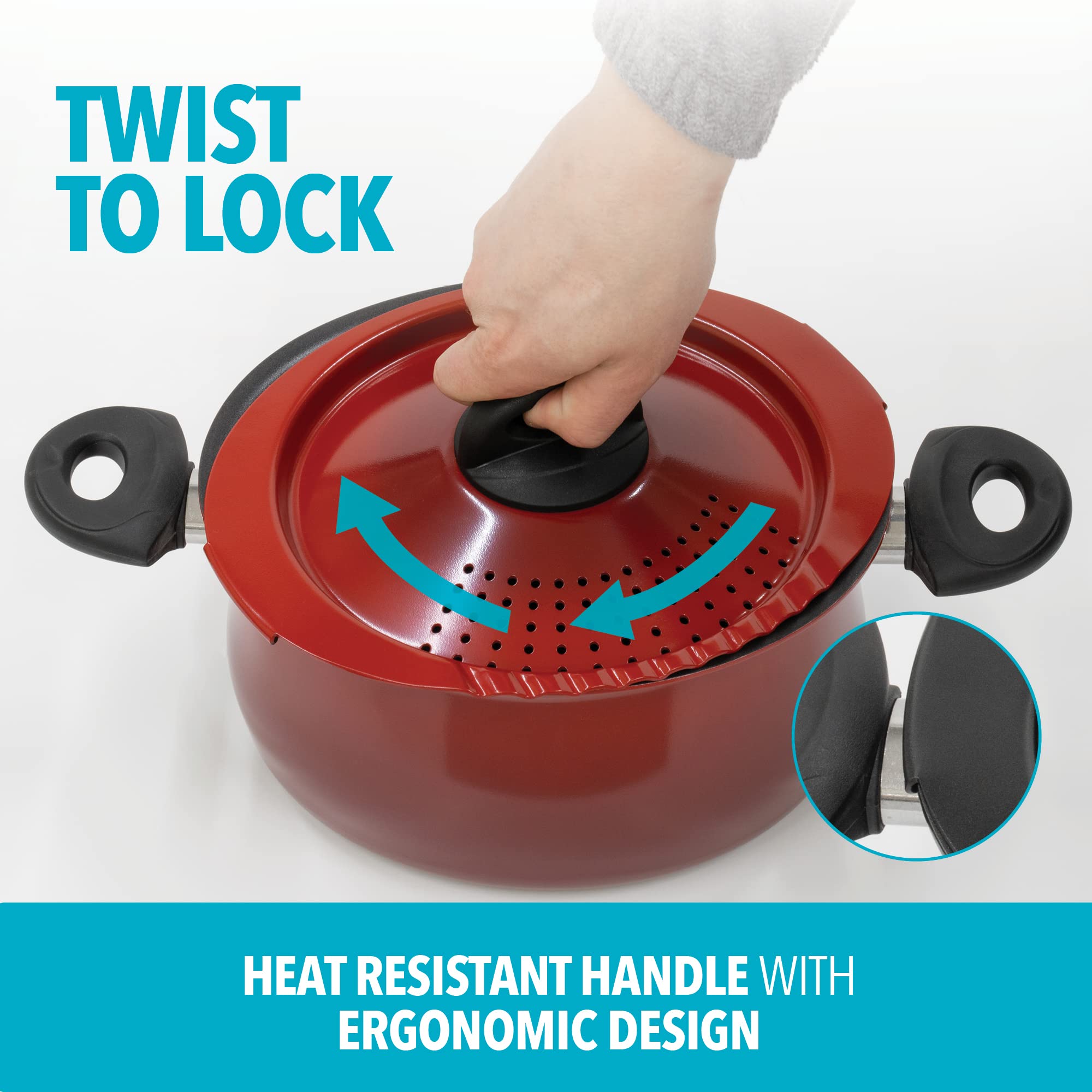 Foto 7 pulgar | Olla Para Pasta Bialetti De 5,2 Litros Con Tapa Coladora Resistente Al Calor, Color Rojo - Venta Internacional.