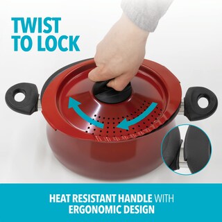 Foto 6 | Olla Para Pasta Bialetti De 5,2 Litros Con Tapa Coladora Resistente Al Calor, Color Rojo - Venta Internacional.