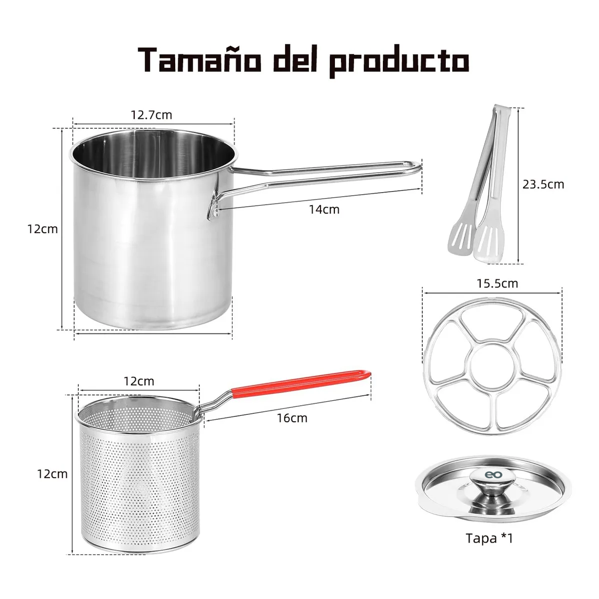 Foto 4 pulgar | 1.2l Mini Freidora De Acero Inoxidable 304 Con Tapa/clip/rejilla Eo Safe Imports Esi-19759 Plata