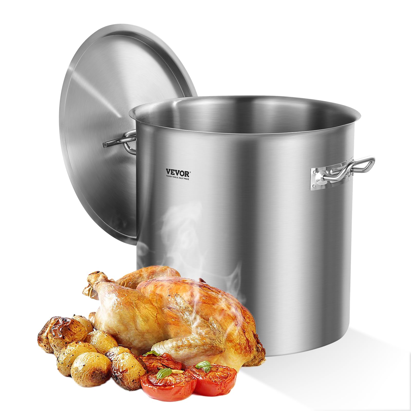 Foto 1 | Olla De Acero Inoxidable Vevor De 50,1 L Con Tapa, 53 Cuartos De Galón, Plata - Venta Internacional.