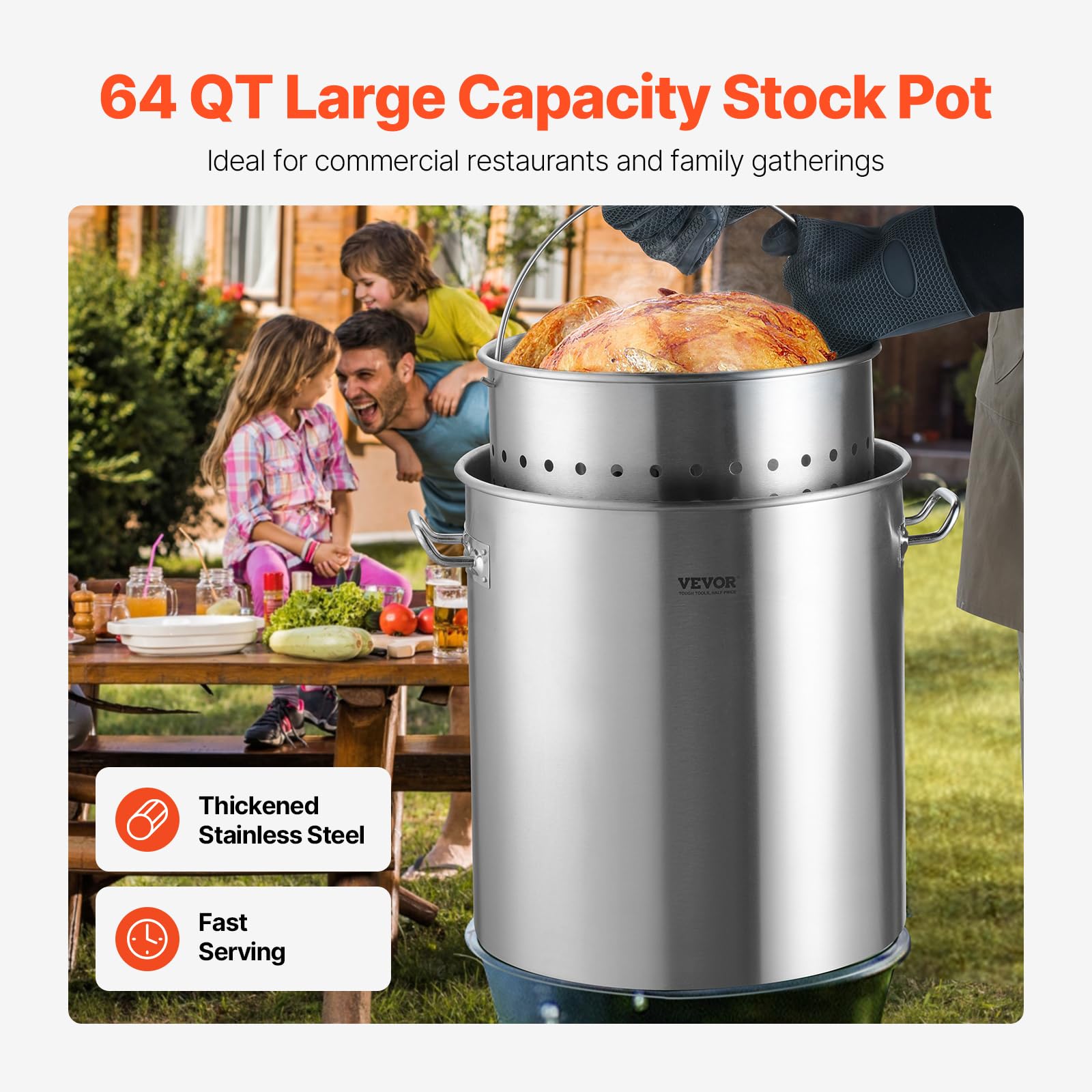 Foto 2 | Olla De Acero Inoxidable Vevor De 64 Litros Con Cesta, Tapa Y Asa - Venta Internacional.