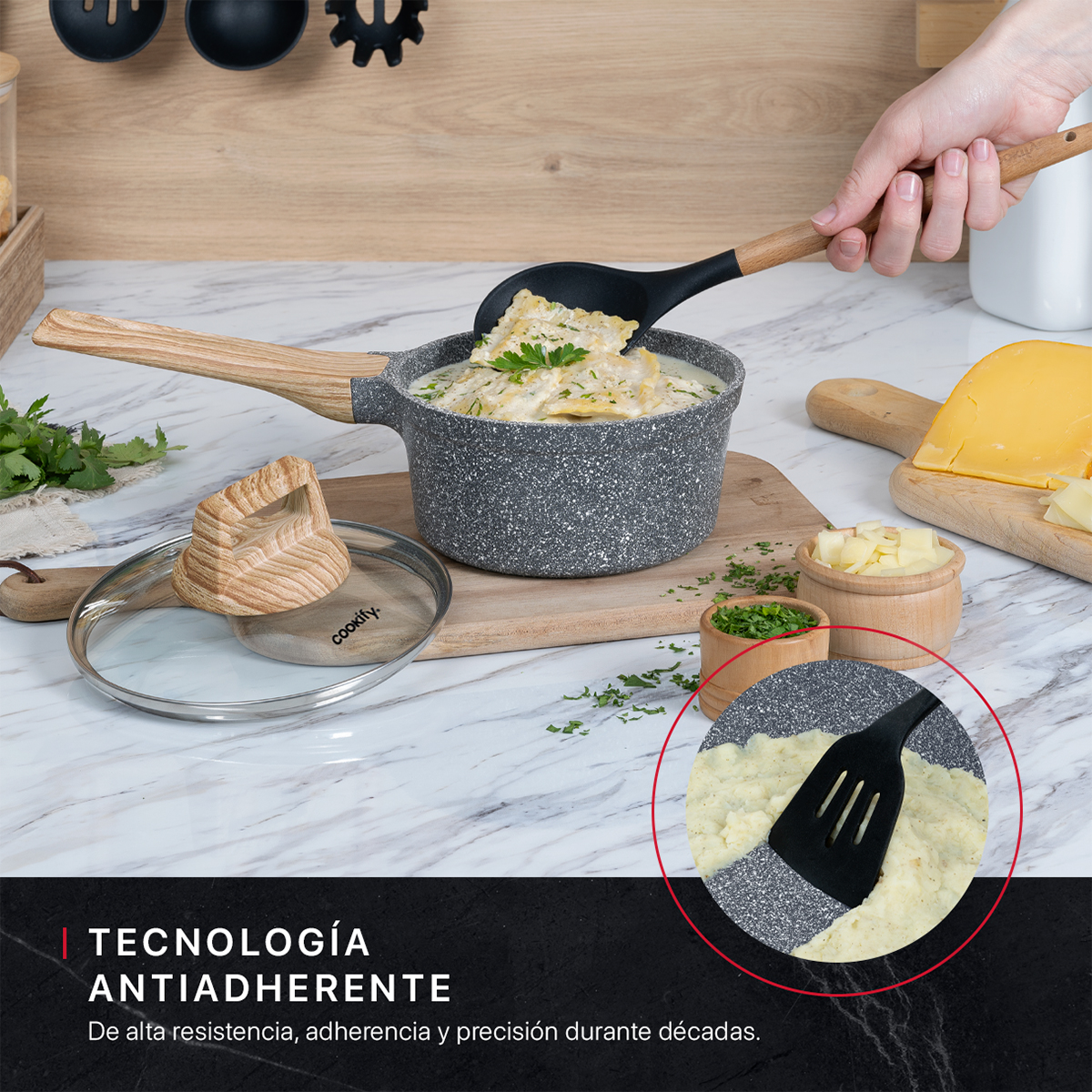 Foto 4 | Olla Cacerola Cookify De Mármol 16 Cm Gris, Antiadherente, Libre De Pfoa