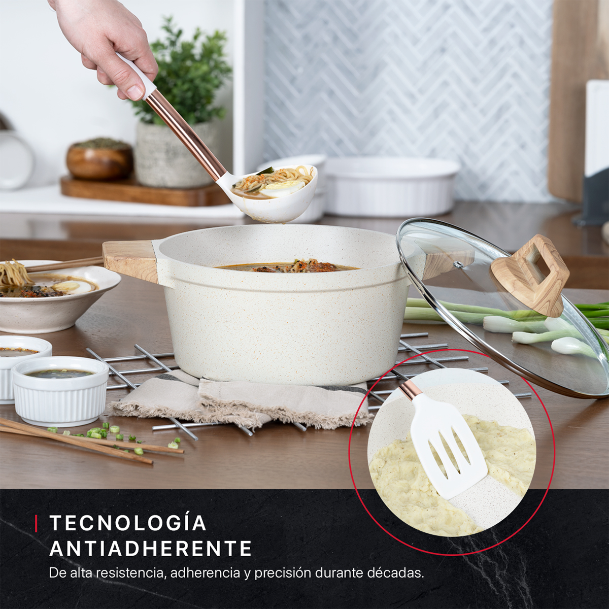 Foto 4 | Olla Cacerola Cookify De Mármol 24 Cm Beige, Antiadherente, Libre De Pfoa