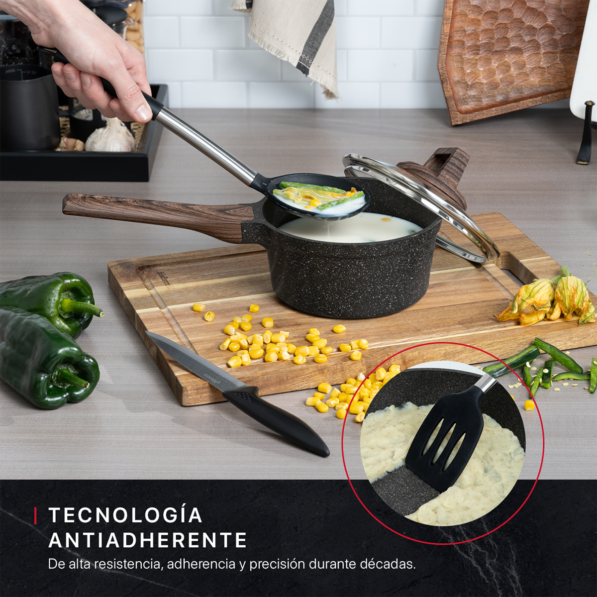 Foto 5 pulgar | Olla Cacerola Cookify De Mármol 16 Cm Negro, Antiadherente, Libre De Pfoa