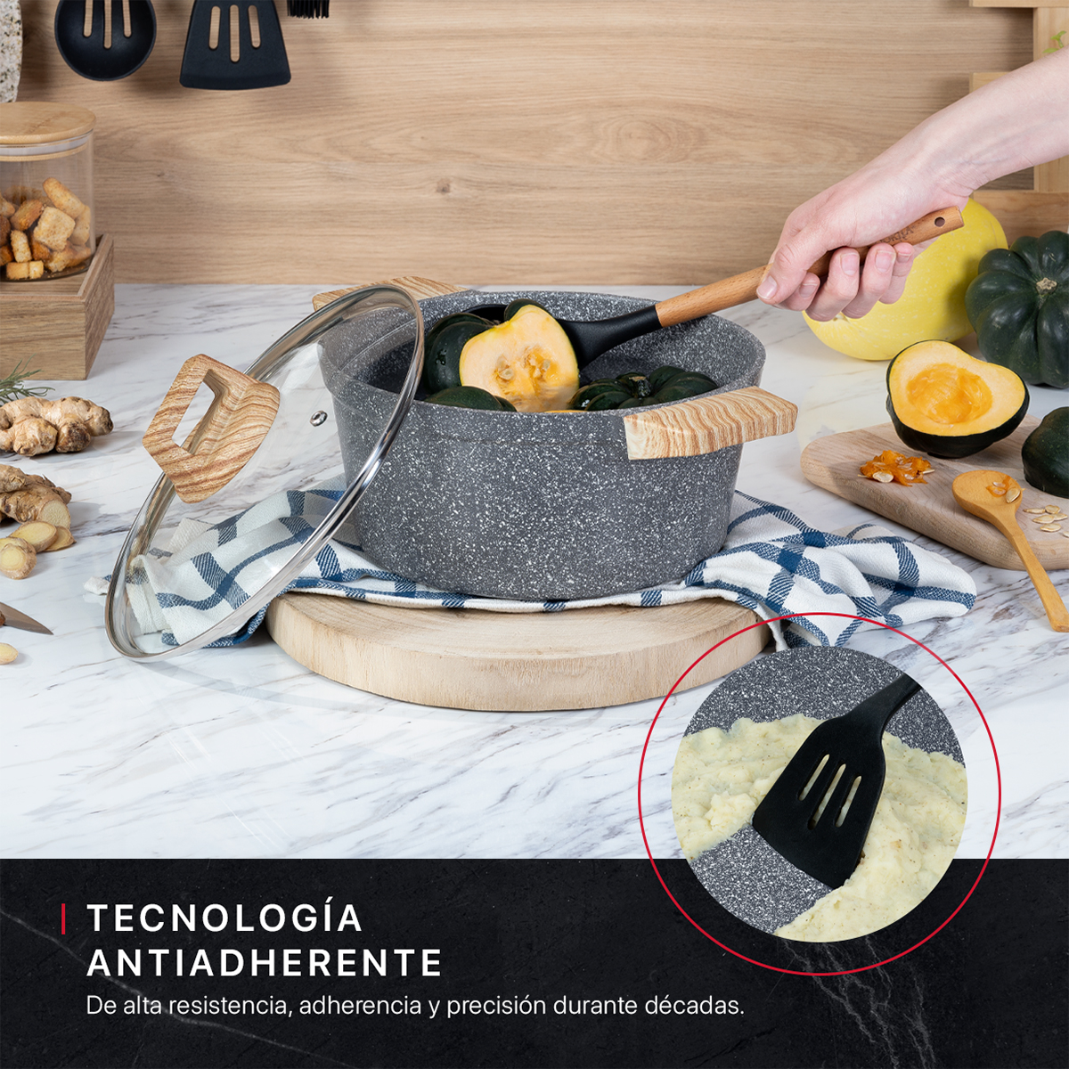 Foto 4 | Olla Cacerola Cookify De Mármol 24 Cm Gris, Antiadherente, Libre De Pfoa